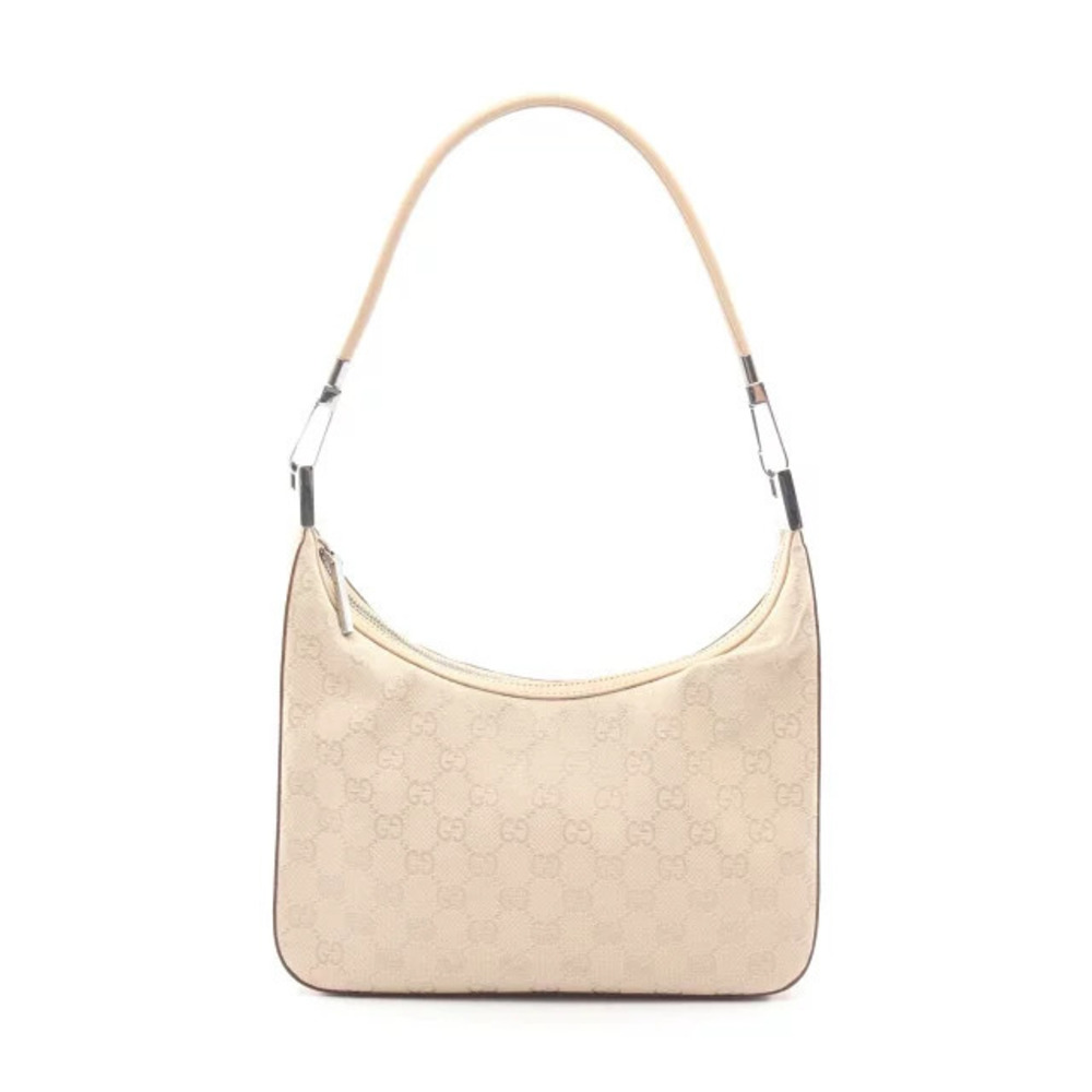 Gucci GG Canvas Shoulder Bag Leather Beige Cream
